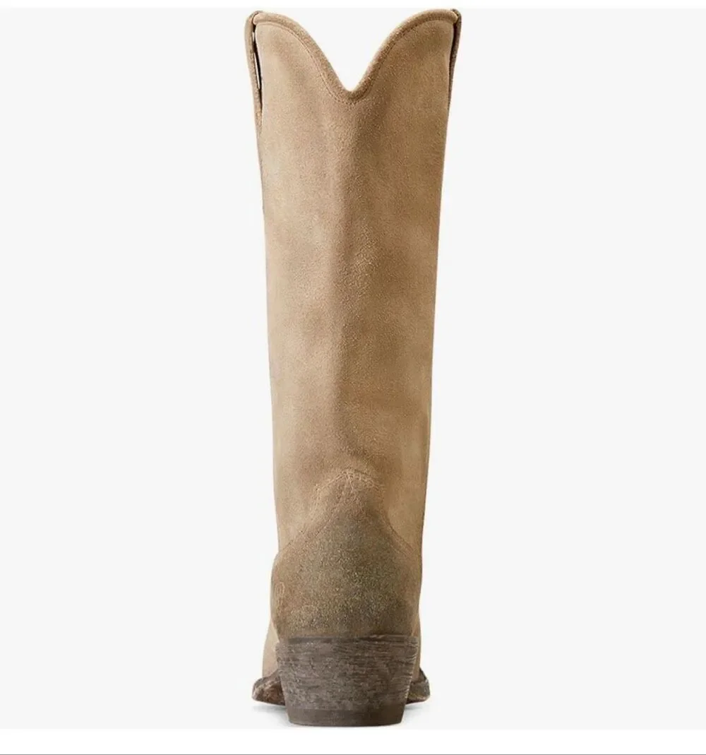 Ariat Women's Suede Memphis Cowboy Pull-on Boots Burnt Taupe Size 6.5/37 NWT